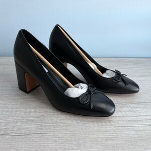 Steve Madden Women's Black Cohen Block-Heel Ballet Pumps Size 6